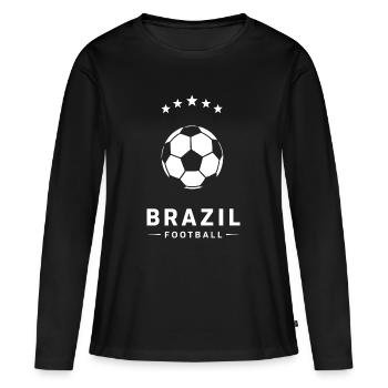 Emblème de football brésilien sur fond noir - T-shirt manches longues Premium bio Femme - noir - Devant - Julia (174cm)