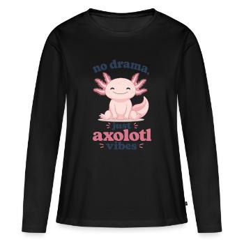 Ambiances axolotl sans drame - T-shirt manches longues Premium bio Femme - noir - Devant - Julia (174cm)