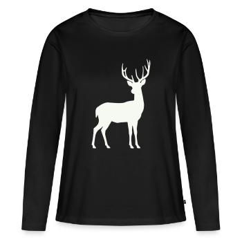 Silhouette de cerf au clair de lune - T-shirt manches longues Premium bio Femme - noir - Devant - Julia (174cm)