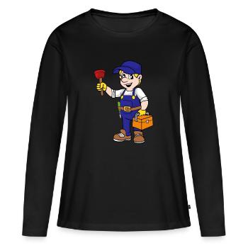 Installateur de gaz et d'eau - T-shirt manches longues Premium bio Femme - noir - Devant - Julia (174cm)