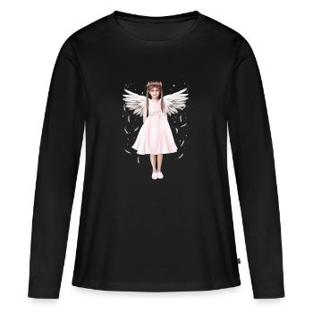 Ange ou (B) ange - T-shirt manches longues Premium bio Femme - noir - Devant - Julia (174cm)