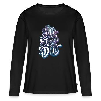 vivre libre ou mourir - T-shirt manches longues Premium bio Femme - noir - Devant - Julia (174cm)