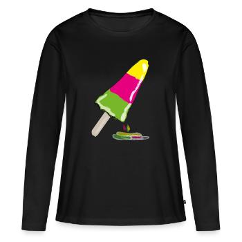 Glace sur la tige - T-shirt manches longues Premium bio Femme - noir - Devant - Julia (174cm)