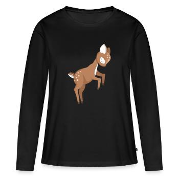 Chevreuil bébé animal - T-shirt manches longues Premium bio Femme - noir - Devant - Julia (174cm)