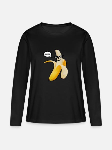 Banane - Frauen Premium Bio Langarmshirt - Schwarz