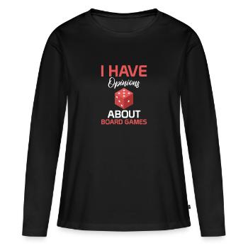 Ich habe eine Meinung zu Brettspielen; Spiele - Frauen Premium Bio Langarmshirt - Schwarz - Vorne - Julia (174cm)