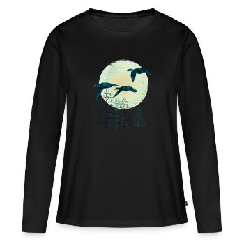 Oiseaux migrateurs - T-shirt manches longues Premium bio Femme - noir - Devant - Julia (174cm)
