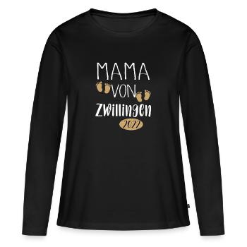 Mama von Zwillingen 2022 | Zwillinge 2022 - Frauen Premium Bio Langarmshirt - Schwarz - Vorne - Julia (174cm)
