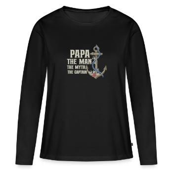 Bateau Papa Capitaine de bateau Ponton Marin Croisière - T-shirt manches longues Premium bio Femme - noir - Devant - Julia (174cm)