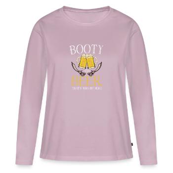 Amateur de bière Pirate Bateau Pirate Capitaine - T-shirt manches longues Premium bio Femme - rose poudré - Devant - Julia (174cm)