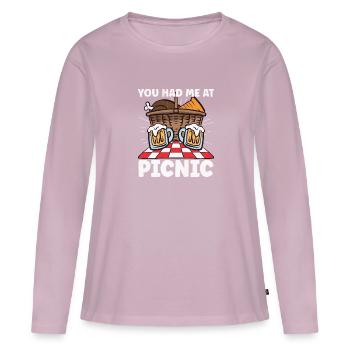 Picnic Lover Pique-Panier de nourriture Date de pique- - T-shirt manches longues Premium bio Femme - rose poudré - Devant - Julia (174cm)