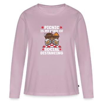 Picnic Lover Pique-Panier de nourriture Date de pique- - T-shirt manches longues Premium bio Femme - rose poudré - Devant - Julia (174cm)