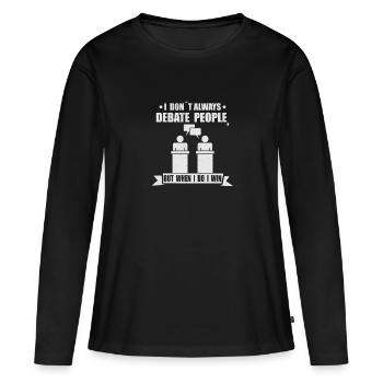 Débat Discours Débatteur Conférencier Idée cadeau - T-shirt manches longues Premium bio Femme - noir - Devant - Julia (174cm)