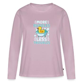 Production de savon Bulles de savon - T-shirt manches longues Premium bio Femme - rose poudré - Devant - Julia (174cm)