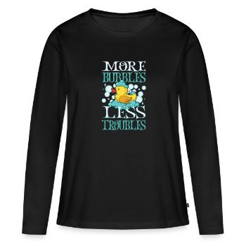 Production de savon Bulles de savon - T-shirt manches longues Premium bio Femme - noir - Devant - Julia (174cm)