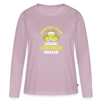 Lemonade Rack Jus de citron fait maison - T-shirt manches longues Premium bio Femme - rose poudré - Devant - Julia (174cm)