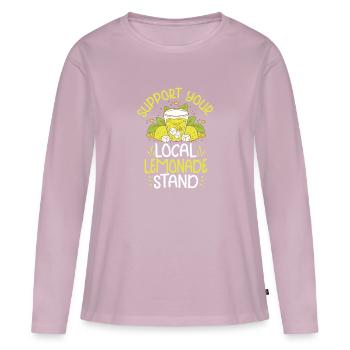 Lemonade Rack Jus de citron fait maison - T-shirt manches longues Premium bio Femme - rose poudré - Devant - Julia (174cm)