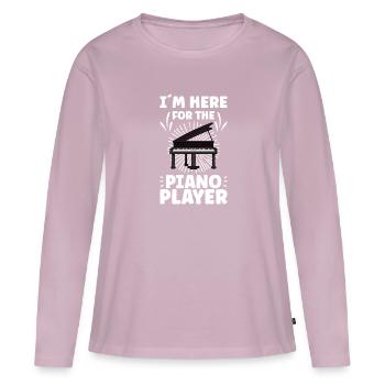 Pianiste Funny Piano Keyboard - T-shirt manches longues Premium bio Femme - rose poudré - Devant - Julia (174cm)