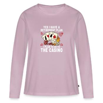 Poker Casino Joueur de Poker Jeu Roulette Cadeau - T-shirt manches longues Premium bio Femme - rose poudré - Devant - Julia (174cm)