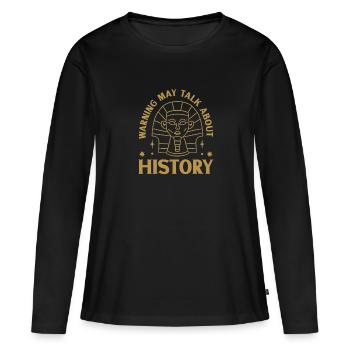 Historien de l’histoire Passionné d’histoire - T-shirt manches longues Premium bio Femme - noir - Devant - Julia (174cm)
