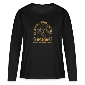 Historien de l’histoire Passionné d’histoire - T-shirt manches longues Premium bio Femme - noir - Devant - Julia (174cm)