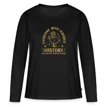 Historien de l’histoire Passionné d’histoire - T-shirt manches longues Premium bio Femme - noir - Devant - Julia (174cm)