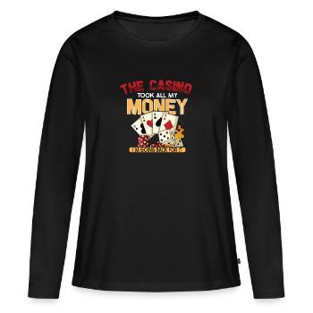Poker Casino Joueur de Poker Jeu Roulette Cadeau - T-shirt manches longues Premium bio Femme - noir - Devant - Julia (174cm)