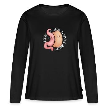 Gastrectomie à la manche Gastrectomie à la manche - T-shirt manches longues Premium bio Femme - noir - Devant - Julia (174cm)