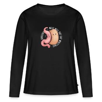 Gastrectomie à la manche Gastrectomie à la manche - T-shirt manches longues Premium bio Femme - noir - Devant - Julia (174cm)