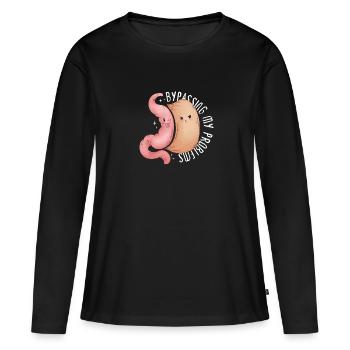 Gastrectomie à la manche Gastrectomie à la manche - T-shirt manches longues Premium bio Femme - noir - Devant - Julia (174cm)