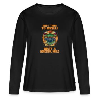 Théorie de la Terre plate Terre plate Armée de la Terre plate Terre - T-shirt manches longues Premium bio Femme - noir - Devant - Julia (174cm)