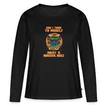 Théorie de la Terre plate Terre plate Armée de la Terre plate Terre - T-shirt manches longues Premium bio Femme - noir - Devant - Julia (174cm)