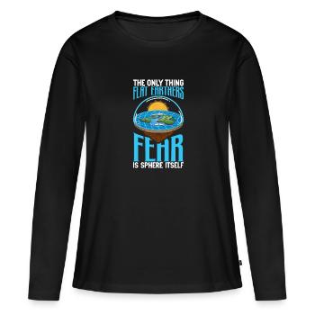 Théorie de la Terre plate Terre plate Armée de la Terre plate Terre - T-shirt manches longues Premium bio Femme - noir - Devant - Julia (174cm)