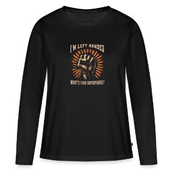 Gaucher gaucher gaucher gaucher copain - T-shirt manches longues Premium bio Femme - noir - Devant - Julia (174cm)