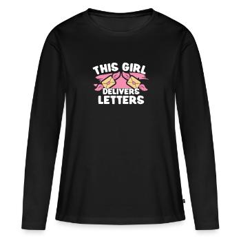 Commis des postes Postlady Postman Post Office - T-shirt manches longues Premium bio Femme - noir - Devant - Julia (174cm)