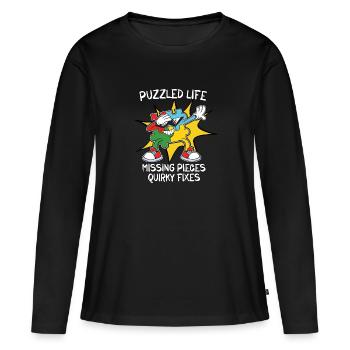 Puzzle Lover Jigzaw Puzzle Brettspiel Puzzler - Frauen Premium Bio Langarmshirt - Schwarz - Vorne - Julia (174cm)