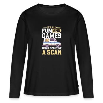 Commis des postes Postlady Postman Post Office - T-shirt manches longues Premium bio Femme - noir - Devant - Julia (174cm)