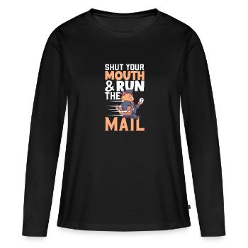 Commis des postes Postlady Postman Post Office - T-shirt manches longues Premium bio Femme - noir - Devant - Julia (174cm)