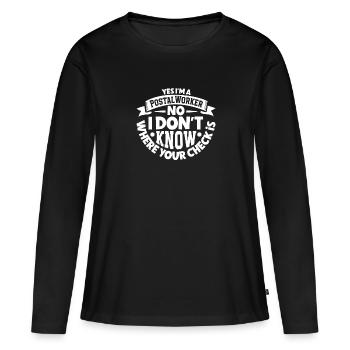 Commis des postes Postlady Postman Post Office - T-shirt manches longues Premium bio Femme - noir - Devant - Julia (174cm)