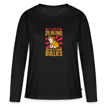 french bulldog english bulldog dog lover bulldog - Frauen Premium Bio Langarmshirt - Schwarz - Vorne - Julia (174cm)