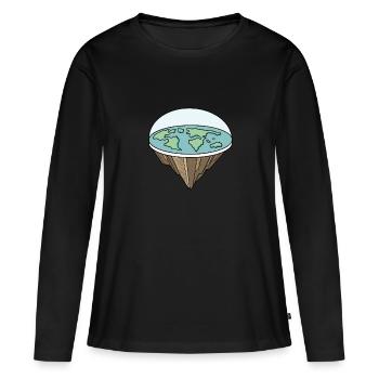 Théorie de la Terre plate Terre plate Armée de la Terre plate Terre - T-shirt manches longues Premium bio Femme - noir - Devant - Julia (174cm)