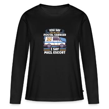 Commis des postes Postlady Postman Post Office - T-shirt manches longues Premium bio Femme - noir - Devant - Julia (174cm)
