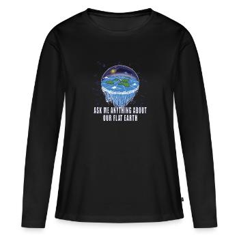 Théorie de la Terre plate Terre plate Armée de la Terre plate Terre - T-shirt manches longues Premium bio Femme - noir - Devant - Julia (174cm)