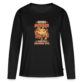 Horror Burgers Fast-Food Halloween Nourriture effrayante Monste - T-shirt manches longues Premium bio Femme - noir - Devant - Julia (174cm)