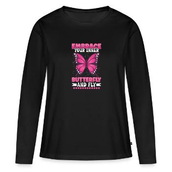 Insecte papillon monarque Monarque Habitat - T-shirt manches longues Premium bio Femme - noir - Devant - Julia (174cm)