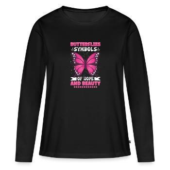 Insecte papillon monarque Monarque Habitat - T-shirt manches longues Premium bio Femme - noir - Devant - Julia (174cm)