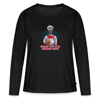Drôle Zombie Cook Cuisine Horreur Cook Undead - T-shirt manches longues Premium bio Femme - noir - Devant - Julia (174cm)