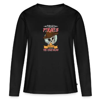 Horreur Pirate Bateau Pirate Pirate Captain Horreur - T-shirt manches longues Premium bio Femme - noir - Devant - Julia (174cm)