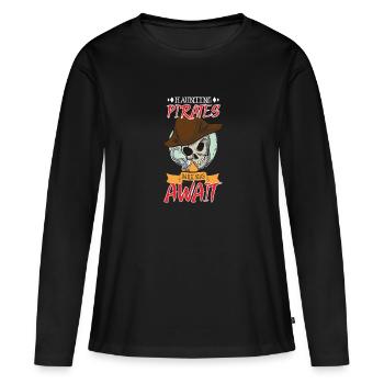 Horreur Pirate Bateau Pirate Pirate Captain Horreur - T-shirt manches longues Premium bio Femme - noir - Devant - Julia (174cm)