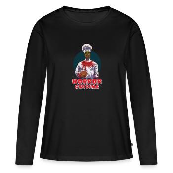 Drôle Zombie Cook Cuisine Horreur Cook Undead - T-shirt manches longues Premium bio Femme - noir - Devant - Julia (174cm)